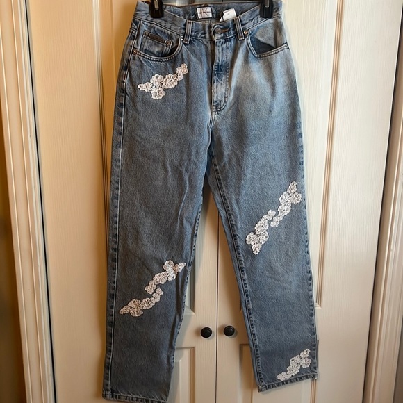 Calvin Klein Denim - Vintage Calvin Klein Straight-Leg Denim with Lace Appliqué